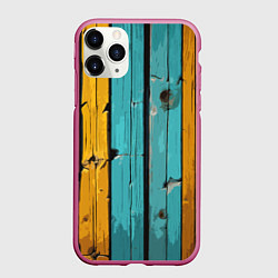 Чехол iPhone 11 Pro матовый Цветные доски, цвет: 3D-малиновый
