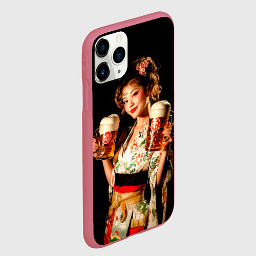 Чехол iPhone 11 Pro матовый Японское пиво / 3D-Малиновый – фото 2