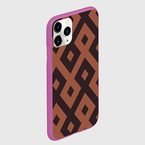 Чехол iPhone 11 Pro матовый Геометрический узор ромб / 3D-Фиолетовый – фото 2