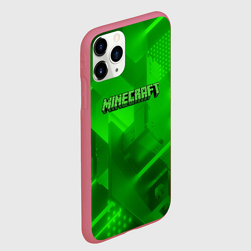 Чехол iPhone 11 Pro матовый Minecraft кислотная геометрия / 3D-Малиновый – фото 2