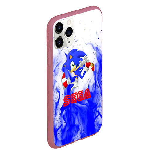 Чехол iPhone 11 Pro матовый Sonic flame blue / 3D-Малиновый – фото 2