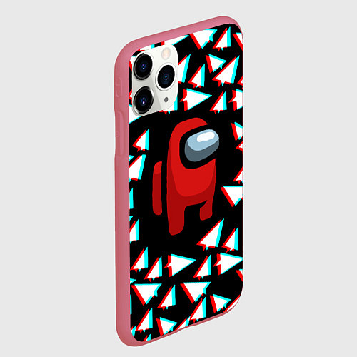 Чехол iPhone 11 Pro матовый Амонг ас телеграм / 3D-Малиновый – фото 2