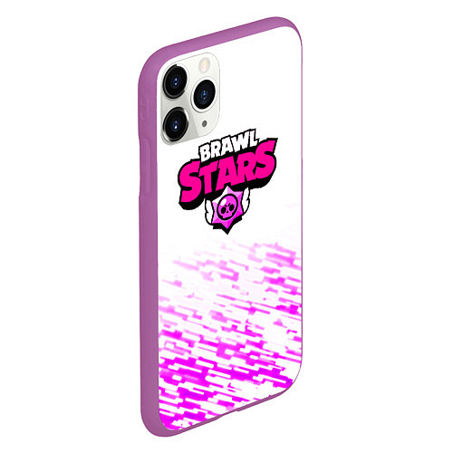 Чехол iPhone 11 Pro матовый Brawl stars neon texture / 3D-Фиолетовый – фото 2