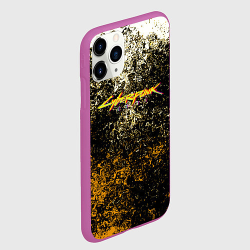 Чехол iPhone 11 Pro матовый Cyberpunk текстура краски / 3D-Фиолетовый – фото 2