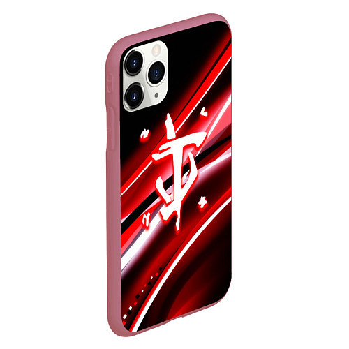 Чехол iPhone 11 Pro матовый Doom logo geometry / 3D-Малиновый – фото 2