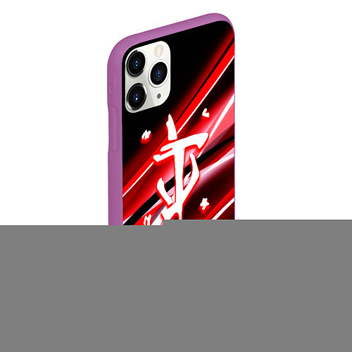 Чехол iPhone 11 Pro матовый Doom logo geometry / 3D-Фиолетовый – фото 2