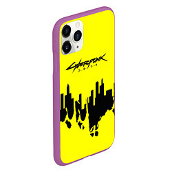 Чехол iPhone 11 Pro матовый Cyberpunk 2077 geometry yellow, цвет: 3D-фиолетовый — фото 2