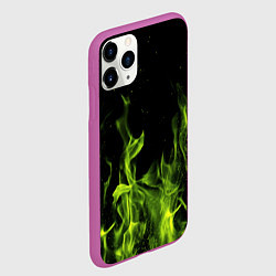 Чехол iPhone 11 Pro матовый Зелёный огонь текстура, цвет: 3D-фиолетовый — фото 2