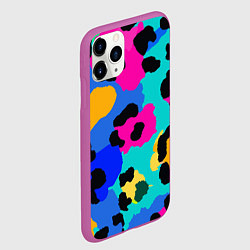 Чехол iPhone 11 Pro матовый Радужный неоновый леопард, цвет: 3D-фиолетовый — фото 2