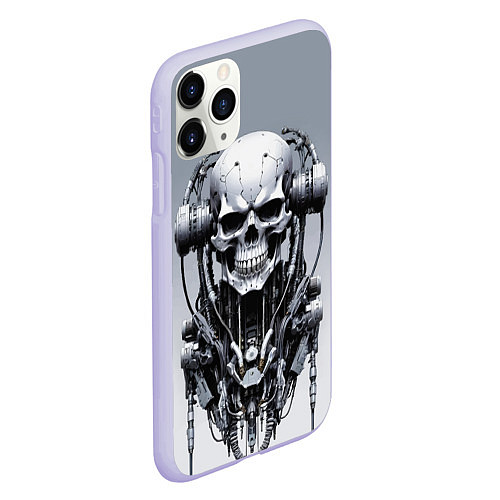 Чехол iPhone 11 Pro матовый Cool cyber skull - ai art fantasy / 3D-Светло-сиреневый – фото 2