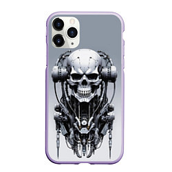 Чехол iPhone 11 Pro матовый Cool cyber skull - ai art fantasy, цвет: 3D-светло-сиреневый