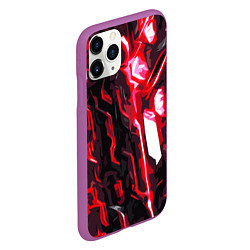 Чехол iPhone 11 Pro матовый Красно-чёрная киберпанк абстракция, цвет: 3D-фиолетовый — фото 2