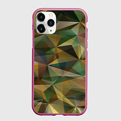 Чехол iPhone 11 Pro матовый Милитари абстракция стекло, цвет: 3D-малиновый