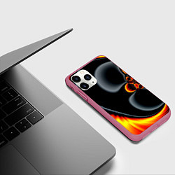 Чехол iPhone 11 Pro матовый Фрактальный узор абстракция, цвет: 3D-малиновый — фото 2
