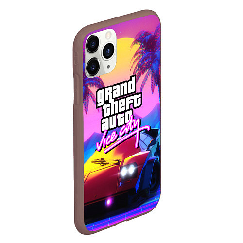 Чехол iPhone 11 Pro матовый Vice city retro wave Lambo / 3D-Коричневый – фото 2