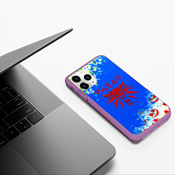 Чехол iPhone 11 Pro матовый The Witcher logo horror, цвет: 3D-фиолетовый — фото 2