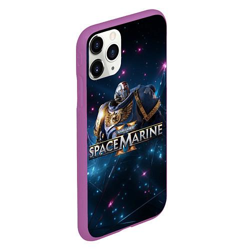 Чехол iPhone 11 Pro матовый Warhammer 40000 space marine 2 ультрамарин в броне / 3D-Фиолетовый – фото 2