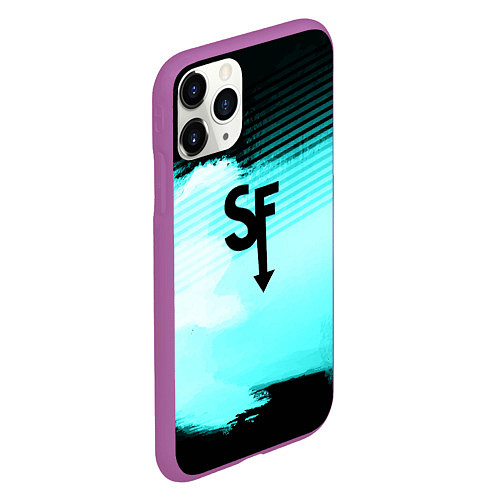 Чехол iPhone 11 Pro матовый Sally face geometry / 3D-Фиолетовый – фото 2