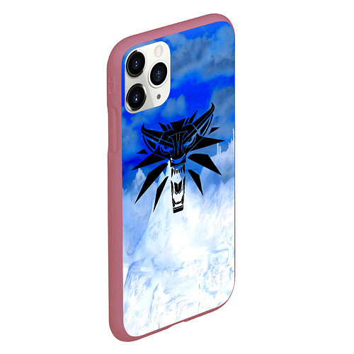 Чехол iPhone 11 Pro матовый The Witcher logo winter / 3D-Малиновый – фото 2