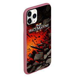 Чехол iPhone 11 Pro матовый Warhammer 40000 space marine 2 взрыв камней, цвет: 3D-малиновый — фото 2