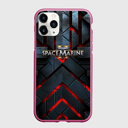 Чехол iPhone 11 Pro матовый Warhammer 40000 space marine 2 лого, цвет: 3D-малиновый