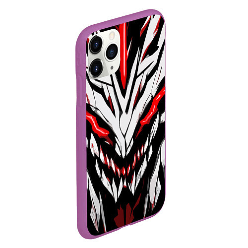 Чехол iPhone 11 Pro матовый Красное абстрактное лицо монстра / 3D-Фиолетовый – фото 2