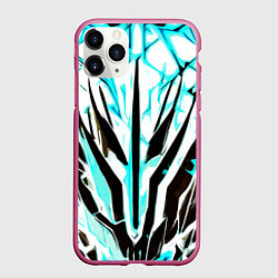 Чехол iPhone 11 Pro матовый Чёрно-голубая абстракция на белом фоне, цвет: 3D-малиновый