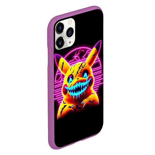 Чехол iPhone 11 Pro матовый Terrible Pikachu - halloween fantasy / 3D-Фиолетовый – фото 2