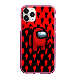 Чехол iPhone 11 Pro матовый Billie Eilish x Among us, цвет: 3D-малиновый