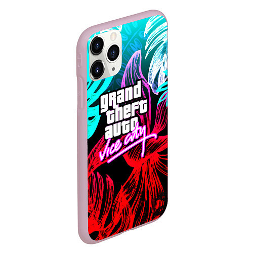 Чехол iPhone 11 Pro матовый GTA vice city tropic / 3D-Розовый – фото 2