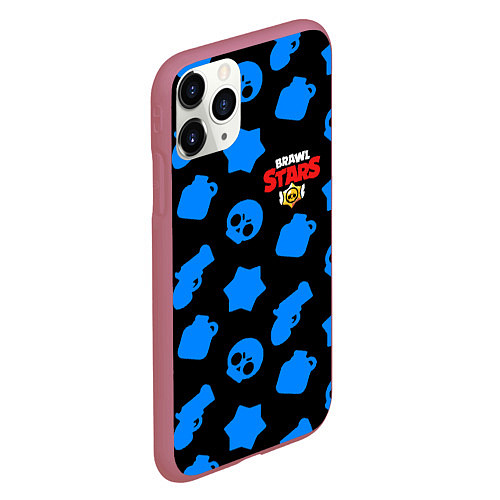 Чехол iPhone 11 Pro матовый Brawl stars patten / 3D-Малиновый – фото 2