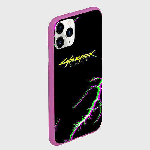 Чехол iPhone 11 Pro матовый Cyberpunk storm 2077 / 3D-Фиолетовый – фото 2