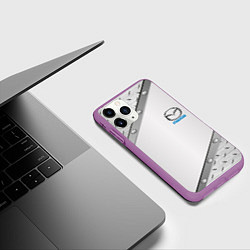 Чехол iPhone 11 Pro матовый Mazda текстура метал, цвет: 3D-фиолетовый — фото 2