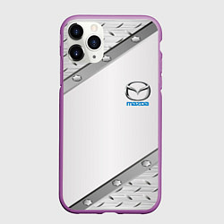Чехол iPhone 11 Pro матовый Mazda текстура метал, цвет: 3D-фиолетовый