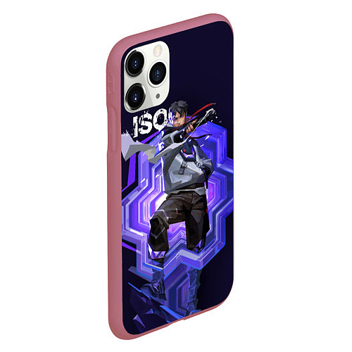 Чехол iPhone 11 Pro матовый Iso Valorant / 3D-Малиновый – фото 2