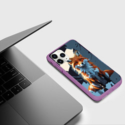 Чехол iPhone 11 Pro матовый Лиса на ночном фоне, цвет: 3D-фиолетовый — фото 2