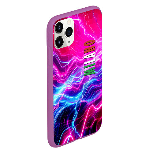 Чехол iPhone 11 Pro матовый Milano - neon abstraction / 3D-Фиолетовый – фото 2