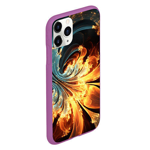 Чехол iPhone 11 Pro матовый Абстрактный фрактал / 3D-Фиолетовый – фото 2