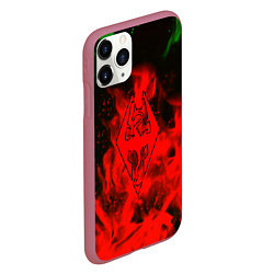 Чехол iPhone 11 Pro матовый Skyrim fire steel, цвет: 3D-малиновый — фото 2