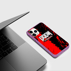 Чехол iPhone 11 Pro матовый Doom eternal краски, цвет: 3D-фиолетовый — фото 2