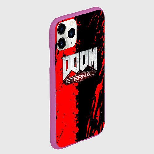 Чехол iPhone 11 Pro матовый Doom eternal краски / 3D-Фиолетовый – фото 2