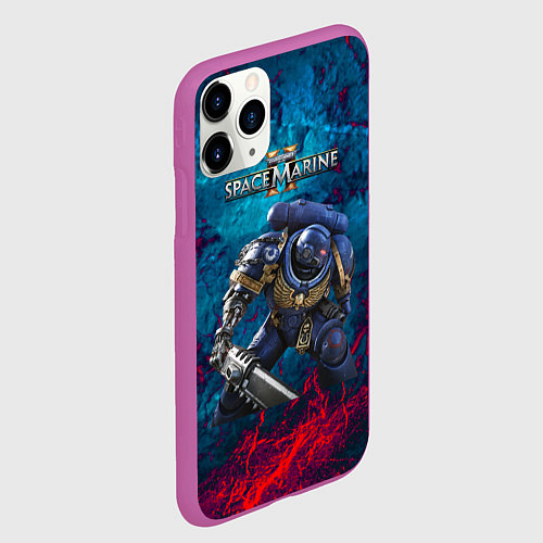 Чехол iPhone 11 Pro матовый Warhammer 40000 space marine 2 ультрамарин / 3D-Фиолетовый – фото 2