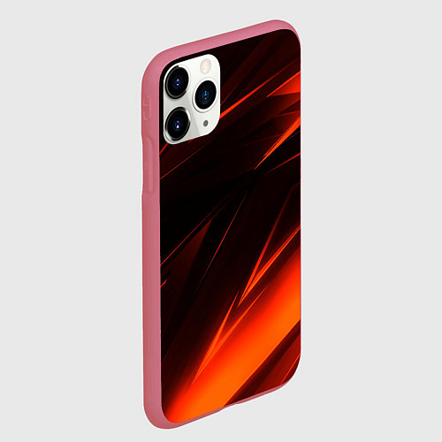 Чехол iPhone 11 Pro матовый Geometry orange stripes / 3D-Малиновый – фото 2