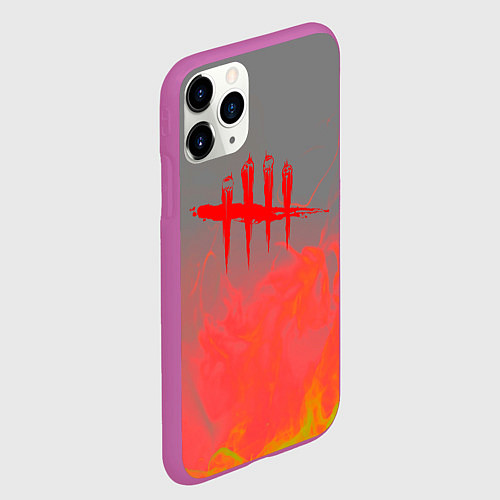 Чехол iPhone 11 Pro матовый Dead by Daylight logo fire / 3D-Фиолетовый – фото 2