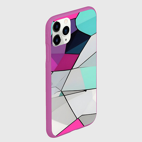 Чехол iPhone 11 Pro матовый Яркая геометрическая абстракция / 3D-Фиолетовый – фото 2