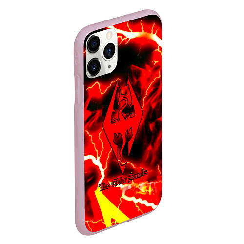 Чехол iPhone 11 Pro матовый Skyrim red storm logo / 3D-Розовый – фото 2