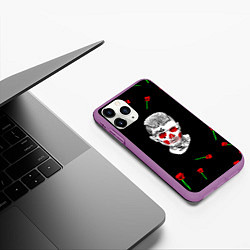 Чехол iPhone 11 Pro матовый Lil peep rap band rose, цвет: 3D-фиолетовый — фото 2