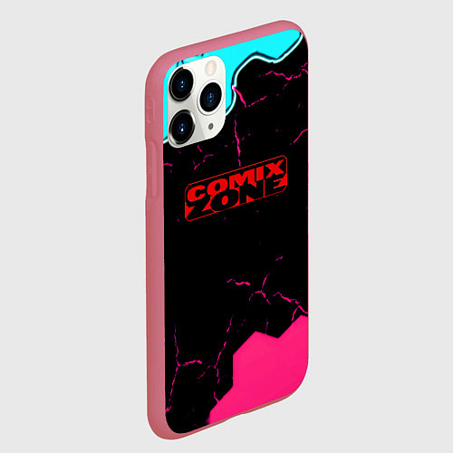 Чехол iPhone 11 Pro матовый Comix zone hexagon / 3D-Малиновый – фото 2
