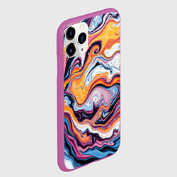 Чехол iPhone 11 Pro матовый Жидкие разноцветные краски, цвет: 3D-фиолетовый — фото 2