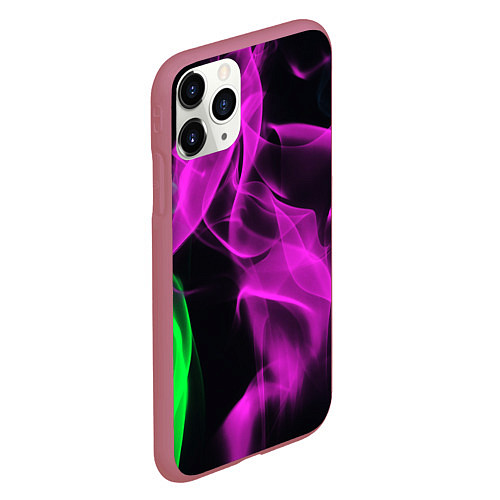 Чехол iPhone 11 Pro матовый Неоновый огненный дым / 3D-Малиновый – фото 2